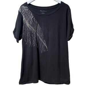 Kenneth Cole T-shirt Size 1X Womens Short Sleeve Graphic Tee Silver Angel Wings